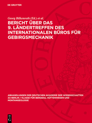 cover image of Bericht über das 9. Ländertreffen des Internationalen Büros für Gebirgsmechanik
